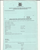 Application form for a phytosanitary certificate